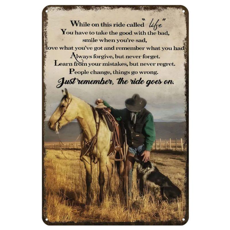 Wild West Cowboy Retro Tin Sign: Vintage American Bar & Restaurant Wall Decor