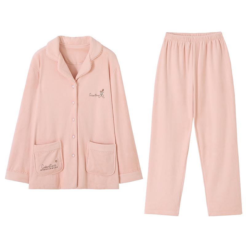 2025 Damen Winter Insel Fleece Pyjama Set - Langarm Oberteil & Hose, Verdickt, Hochwertige Homewear