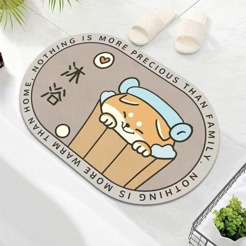 Puppy Cartoon Diatom Mud Non-Slip Bathroom Mat - Quick Dry & Water Absorbent Floor Mat 30x40 Diatom Mud