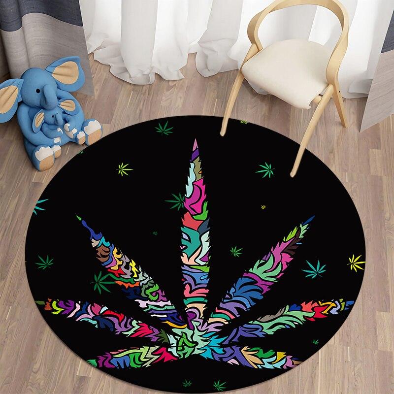 Black Cat Kawaii HD Printed Round Carpet for Living Room Rugs Camping Picnic Mats Flannel Anti-Slip Rug Yoga Mat Stranger Things