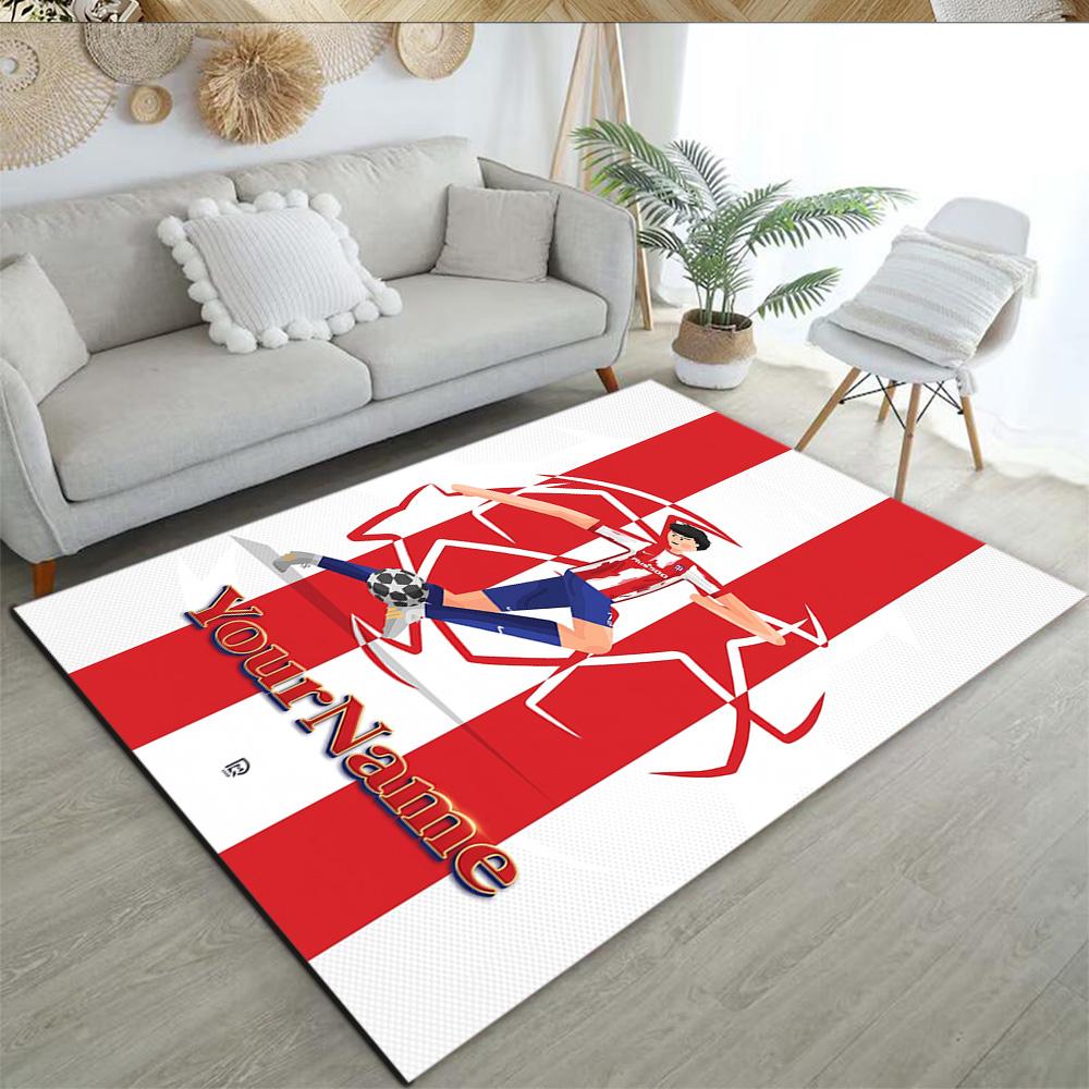 Atletico Madrid Personalized Text Carpet Design for Dining Room Hallway Outdoor Playrooms Antislip Carpet Anime Office Decor Best for Christmas