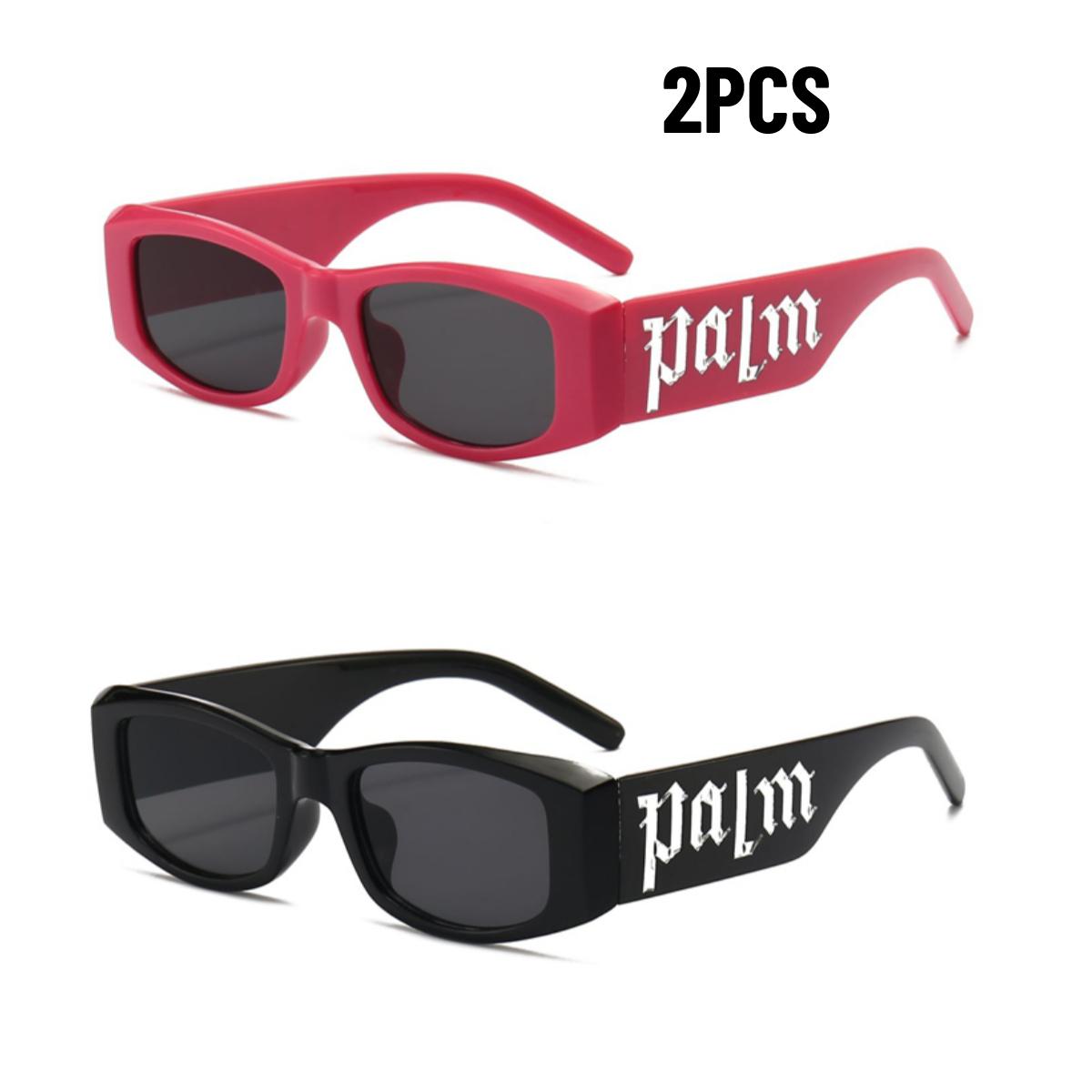 

2PCS Punk Letter Fashionable Sunglasses New Rectangular Retro Hip-hop Style High-end Feeling Spicy Girl Sunglasses for Women
