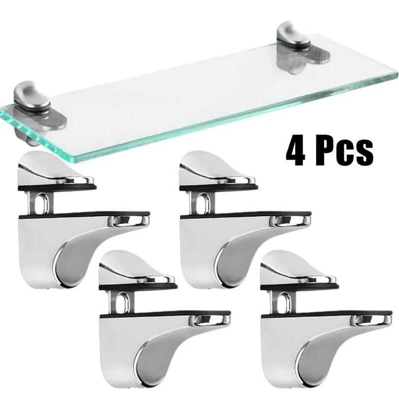 4pc Zinc Alloy Adjustable Shelf Clamp Glass Shelf Support Plate Holder Fish Mouth Glass Clamp Wood Shelf Bracket 55 X 24 Mm China Mainland