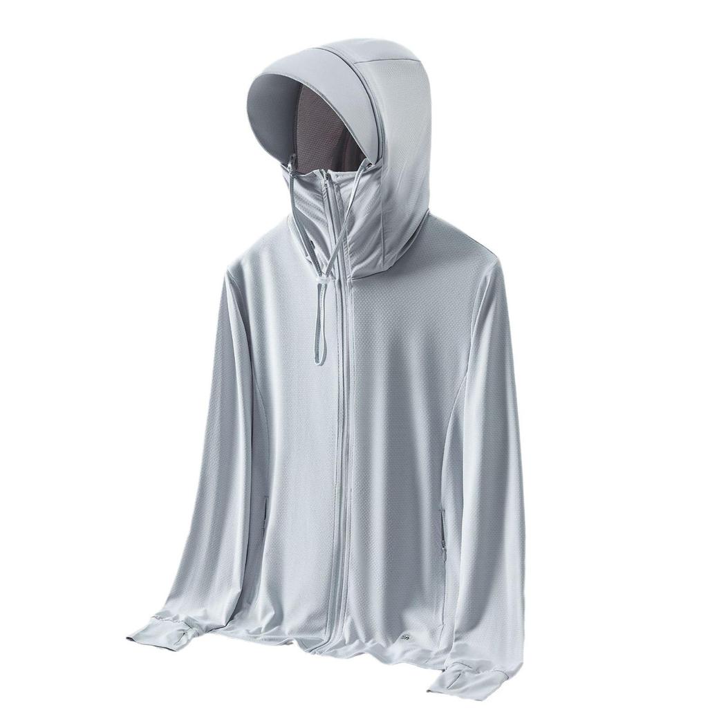 Unisex UV-Schutz Eis-Seide Sonnenjacke mit abnehmbarem Schirm - Atmungsaktiv, Leicht, Partnerlook