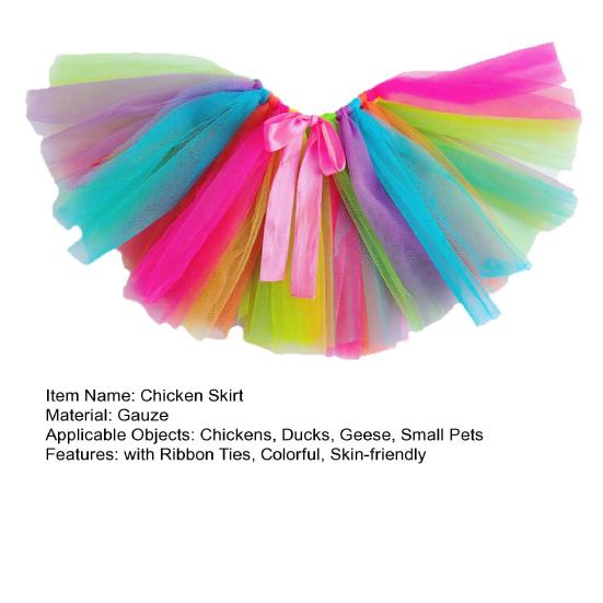 Chicken Tutu Skirt Rainbow Pet Skirt Gauze Tutu Skirt with Ribbon Ties for Your Hens Ducks Geese Small Dogs Holiday Outfit