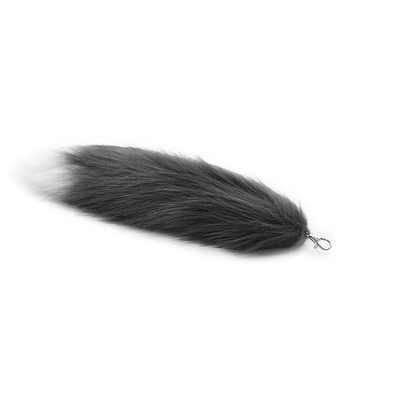 

[COZENTA] strap fur tail Fluffy Fluffy fox cosplay disguise key ring accessories (gray & white)