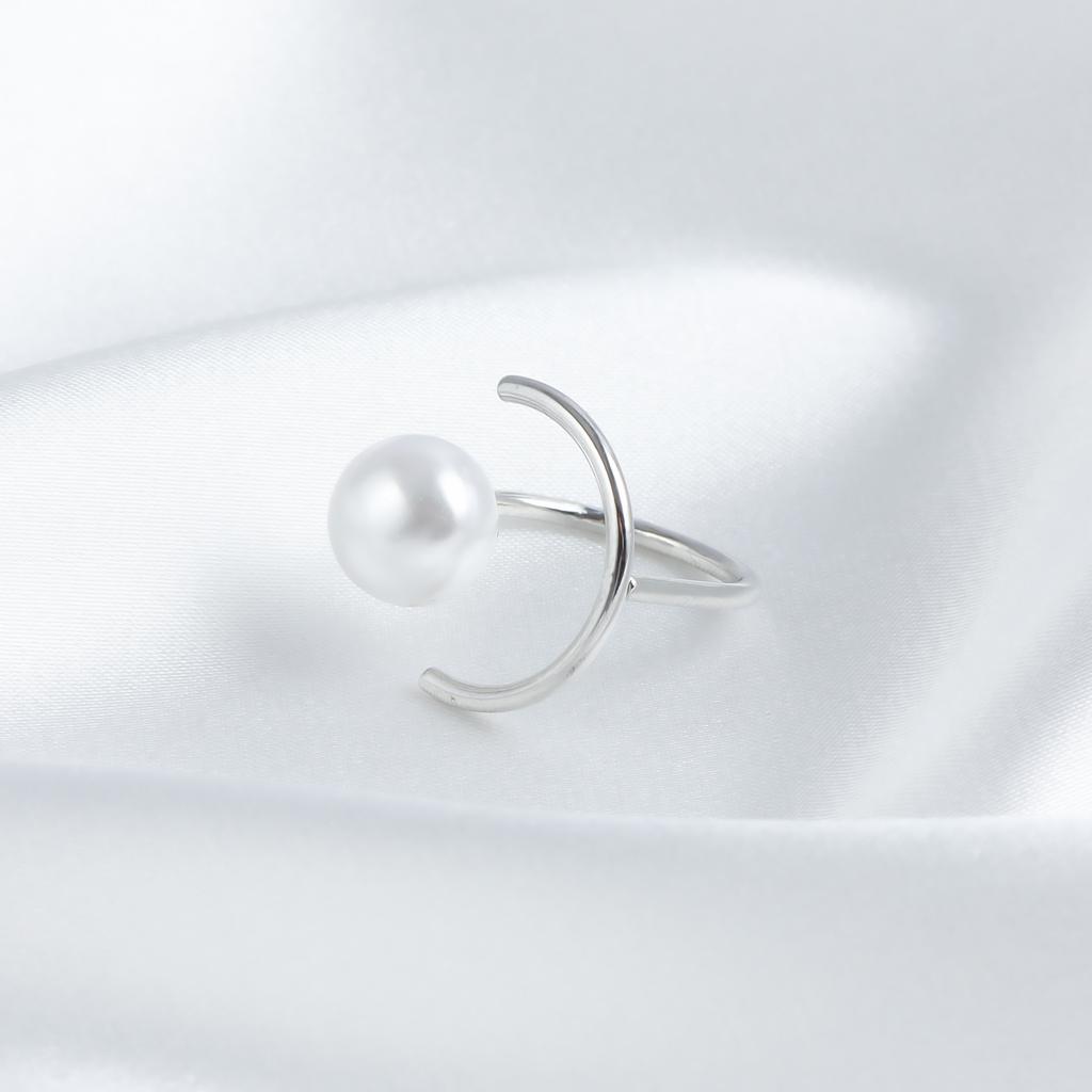 European and American geometric opening imitation pearl ring, fashionable and versatile, cold and trendy new popular tail ring ring