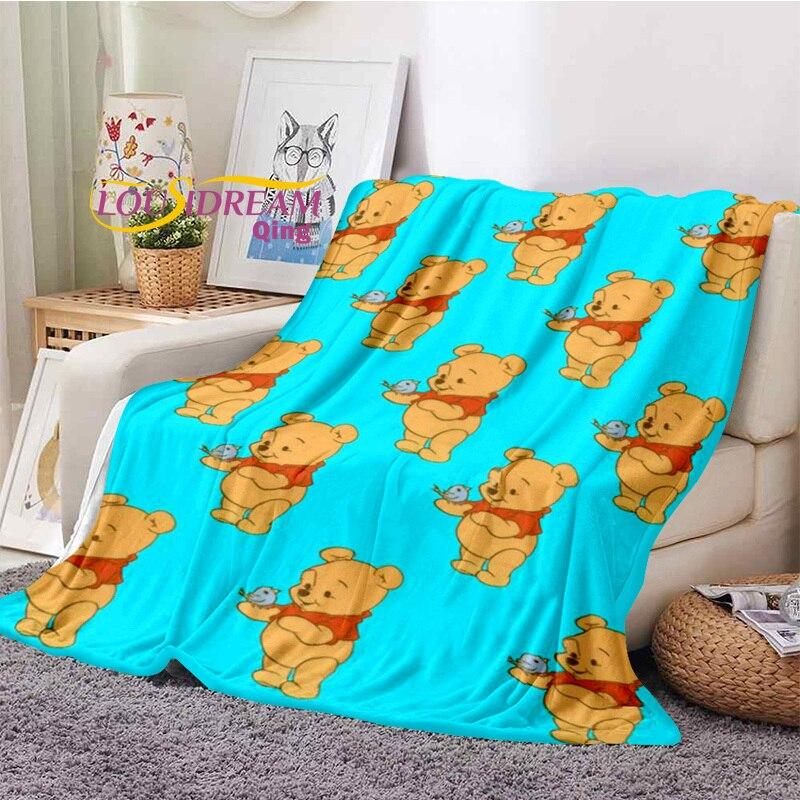 Winnie the Pooh Printed Blanket Flannel Blanket Bed Throw Soft Cartoon Printed Bedspread Bedspread Sofa Blanket