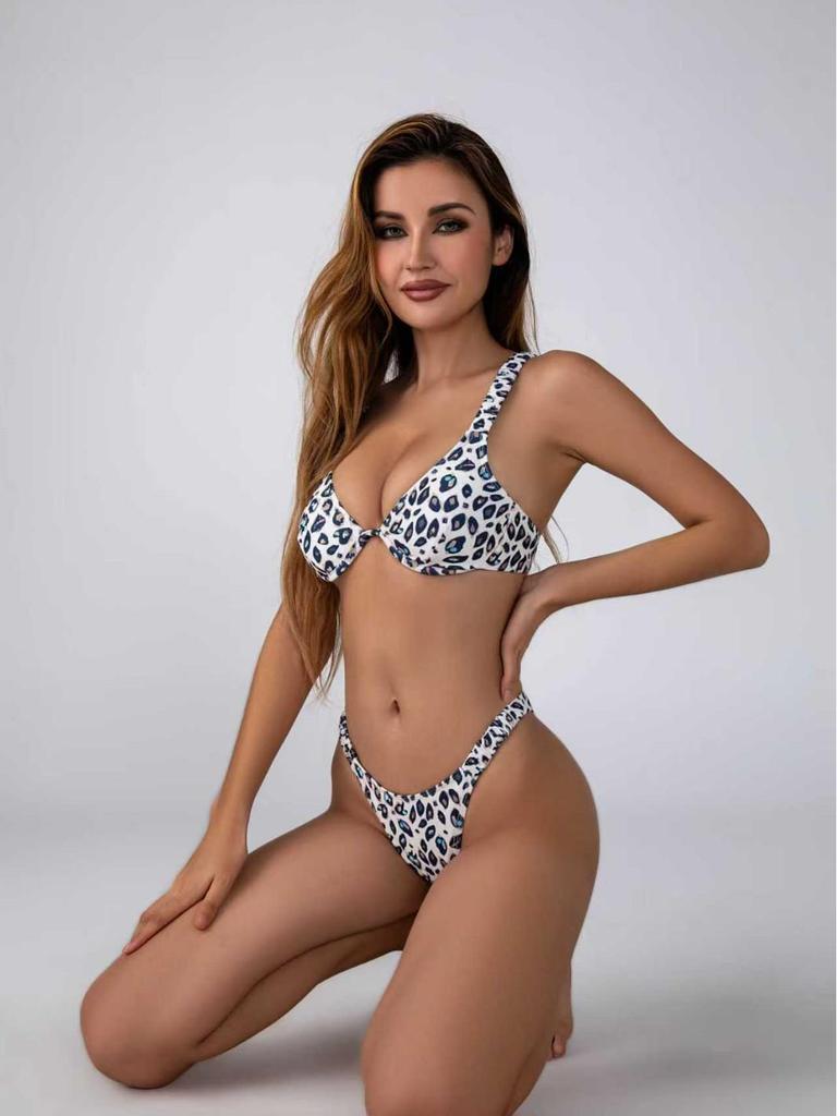 2026 Leopard Print Sexy Bikini Swimwear Set - Women's European & American Split Swimsuit