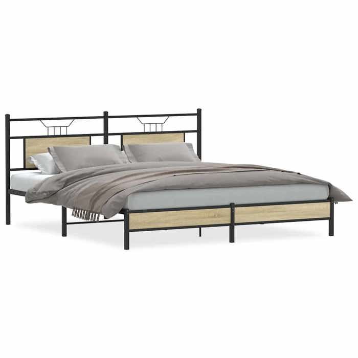 VidaXL Bed Frames Without Mattress Sonoma Oak 183x203 Cm, Bedroom Furniture, Double Bed, Bed Base, Bed, Frame of 4106948