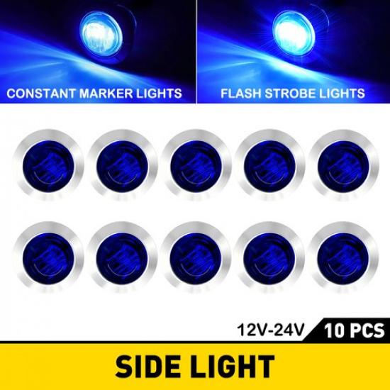3/4 Inch LED Marker Lights Round Amber/Red/Blue/Green/White Clearance Brake Lamp