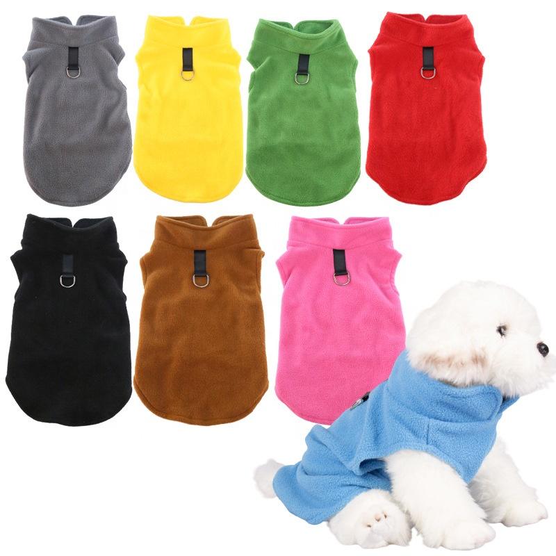 Manufacturer Direct Sale Pet Supplies Support Customization Clothes for Dog Thickened Warm Solid Color Vest Polar Fleece Jacket