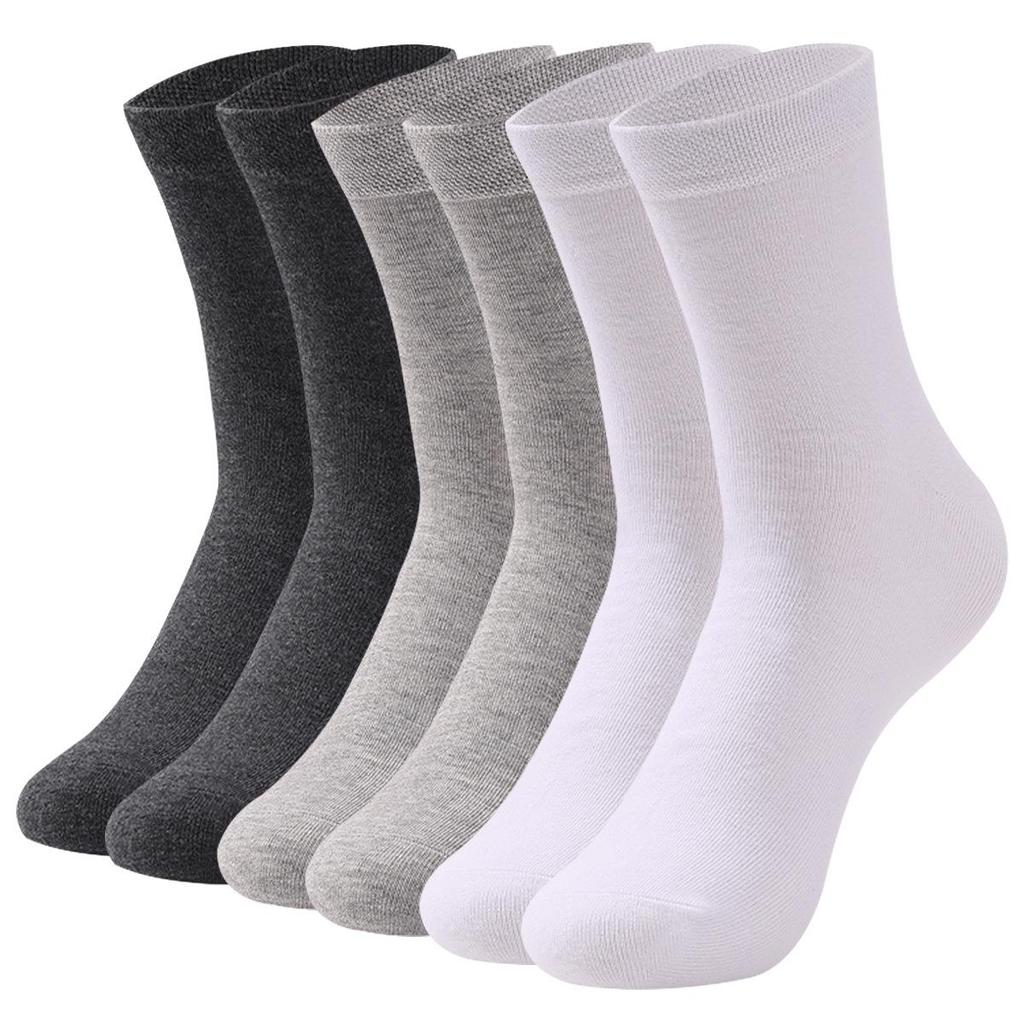 6 Pairs Men's Large Seamless Sweat-Absorbing Odor-Resistant Mid-Calf Socks for Autumn/Winter