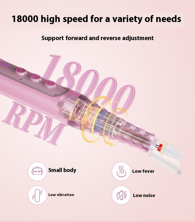 6-Speed Portable Nail Drill 18000RPM - Professional Manicure Grinder for Polish & Acrylic Removal