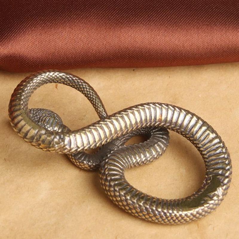 Solid Copper Snake Figurine Zodiac Serpent Ornament Desktop Feng Shui Model Collection Statue Brass Crafts New Year Gifts