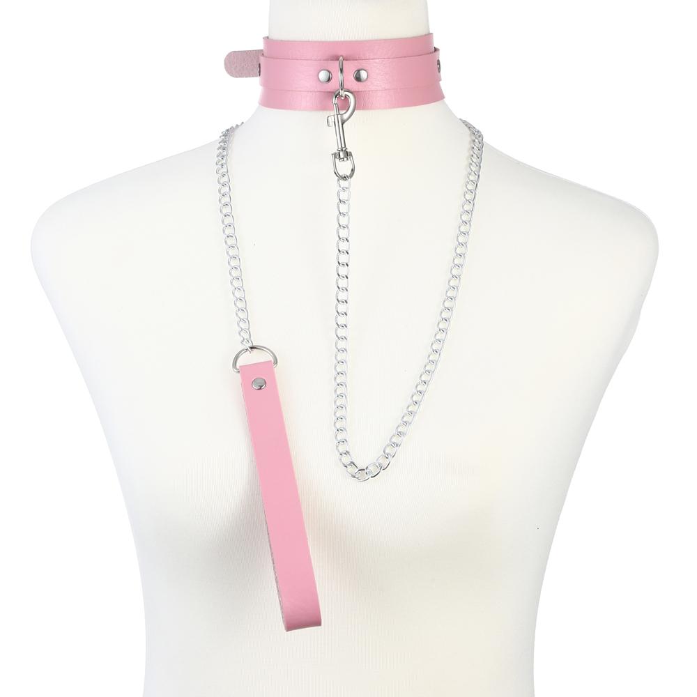 Chain Leash Choker Collar for Women Alt Fashion Leather Chocker Sexy Costume Jewelry Halloween Cosplay Accessories