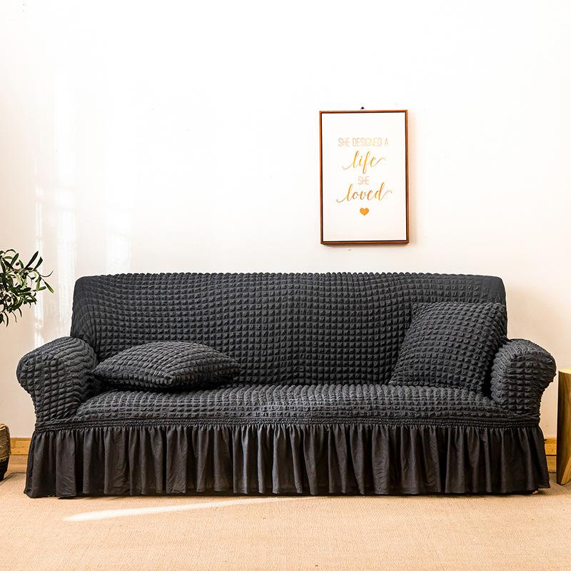 Seersucker Fabric Sofa Cover All Inclusive Lace Thickened Non Slip Dustproof Sofa Cover for Four Seasons
