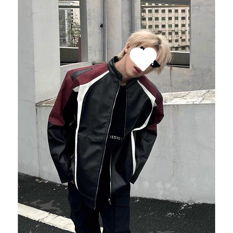 

Leather Jacket Men s Spring and Autumn American Style Motorcycle Leather Jacket 2XL