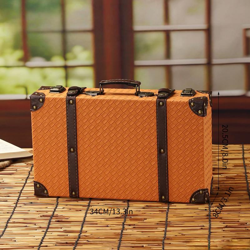 Vintage Suitcases Wooden Hand-Held Storage Suitcase Clothing Sorting Box Showcase Display Pu Leather Woven Props Boxs Decoration 13100₽