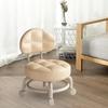 Low Round Rolling Stool PU Leather 360° Rotating Pulley Stool Roller Seat Short Stool for Home Library Office Garage Salon