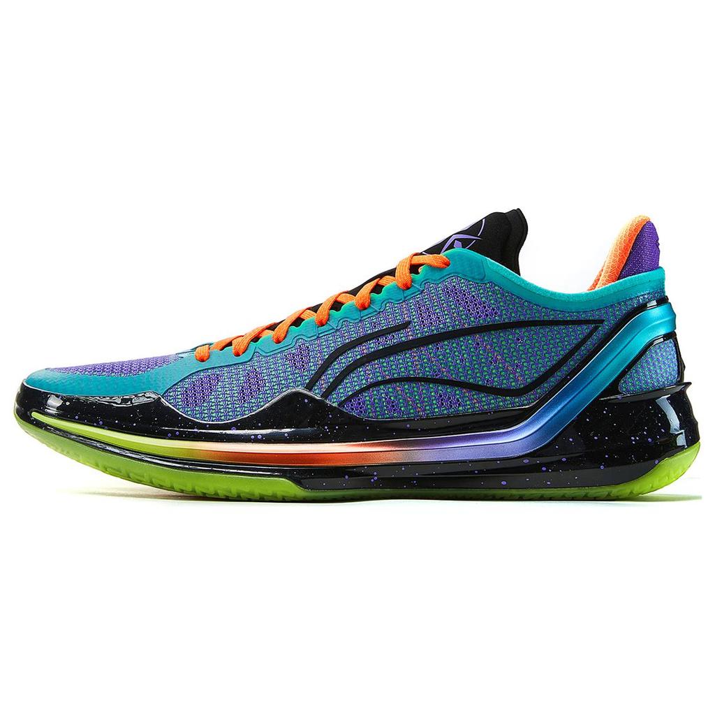 New LiNing Blade 4V2 Cushioned Slip Resistant Lightweight Rebound Low Top Basketball Shoes Men's Purple Green ABAU037-6