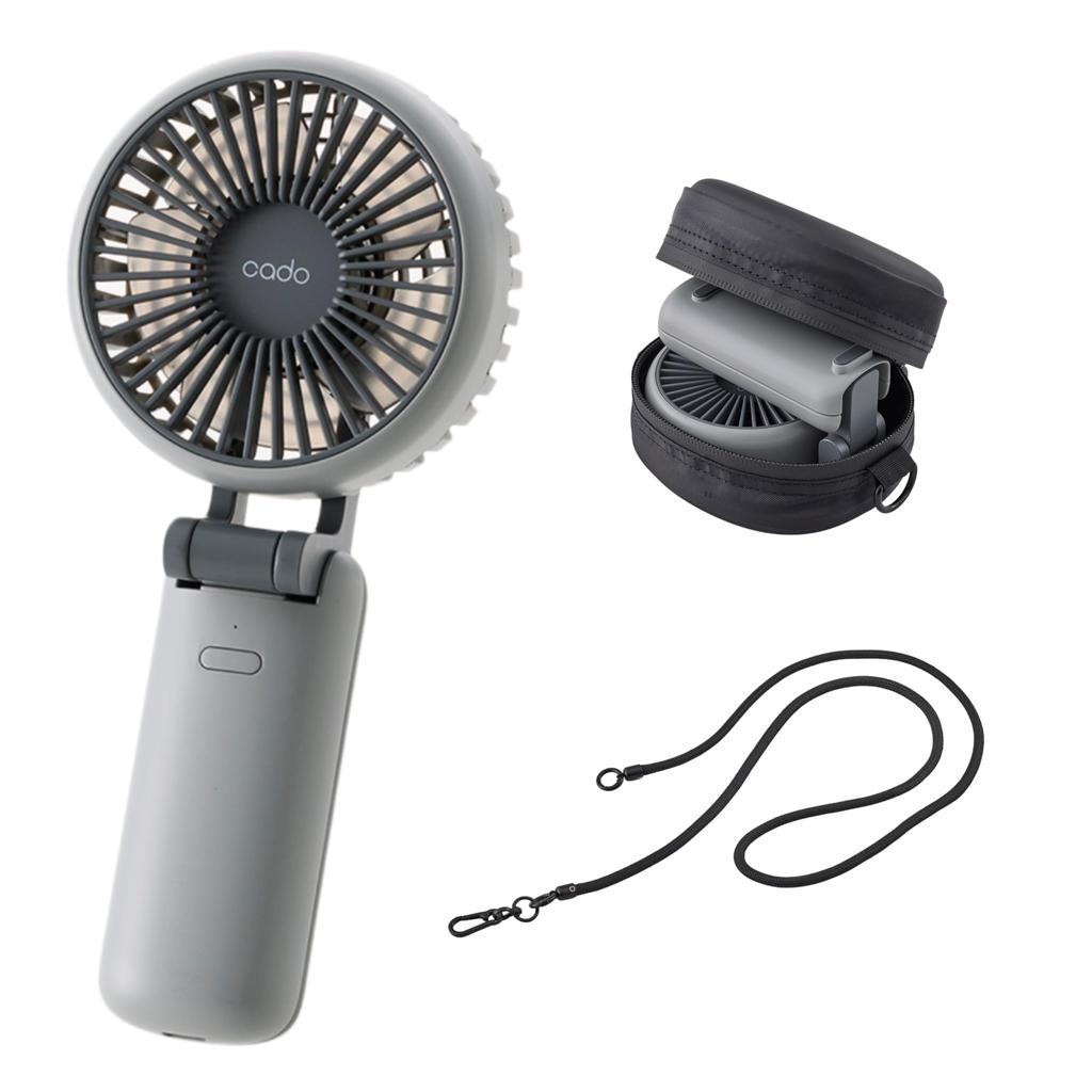 Cado Stream Mini CG Handheld Fan with Strap PD Fast Portable Fan with Cooling and Pouch Store (Large), Charging, 4-Level Adjustment, Compact, Power,