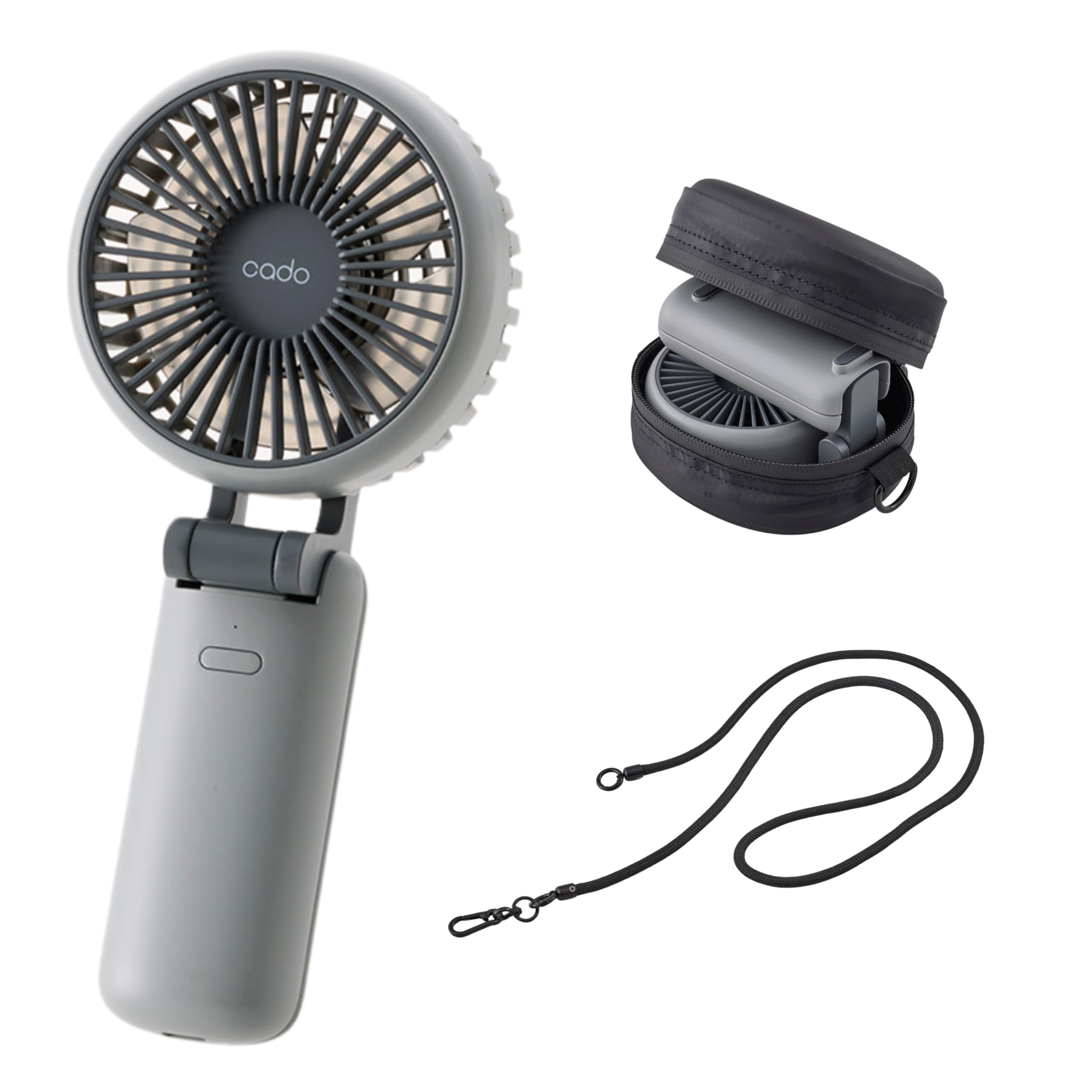 

cado Stream Mini CG Handheld Fan with Strap PD Fast Portable Fan with Cooling and Pouch Store (Large), Charging, 4-Level Adjustment, Compact, Power,