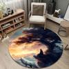 Handmade Style Round Pop Art Multicolor Accent Rug, Non-Slip Floor Mat for Kitchen