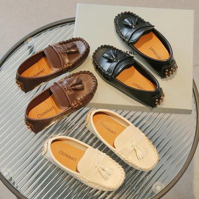 Mocassini per bambini, scarpe basse, nappe antiscivolo, carine, casual, in pelle, morbide, slip-on, plissettate, tinta unita