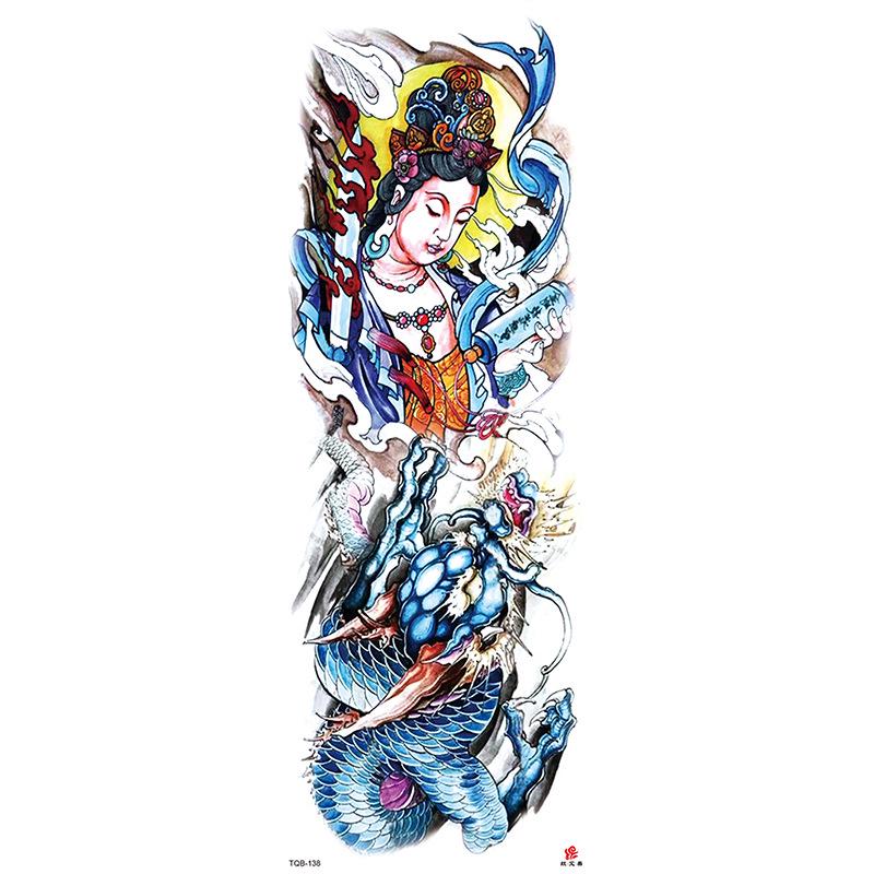 Waterdichte tattoo stickers voor de hele arm: Jezus, Maagd Maria, Kroon, Leeuw-ontwerp