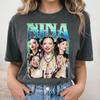 Nina Chuba Vintage 90er Jahre Fotocollage T-Shirt Deutscher Rapper Nina Chuba Grafik Kurzarm Rundhals T-Shirt Retro Musikfan Lässiges Sommer Oberteil für Männer Frauen