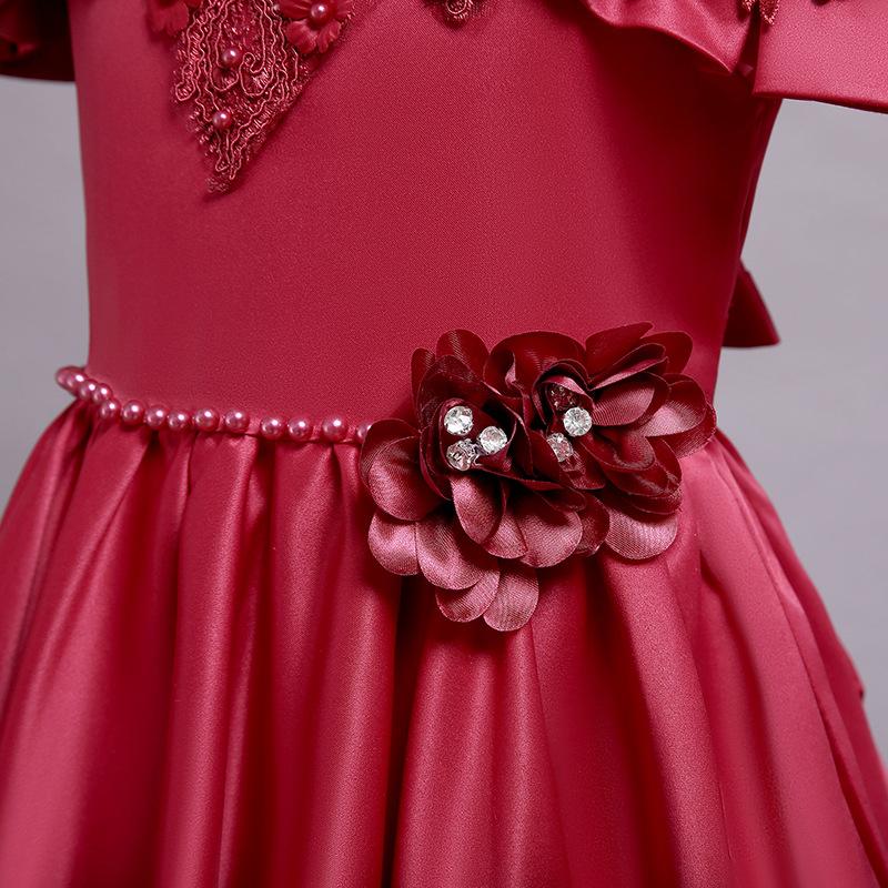 Dívčí šaty pro princeznu Elegantní svatební šaty Plesové večerní šaty s květinovým potiskem Bílá krajka Dívčí večerní šaty k prvnímu přijímání