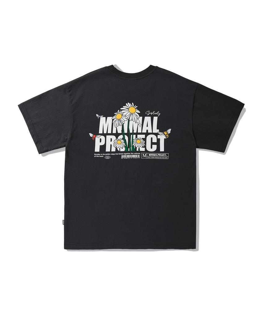 MINIMALPROJECT Daisy Flower Short Sleeve T-Shirt Mst168 [Black]