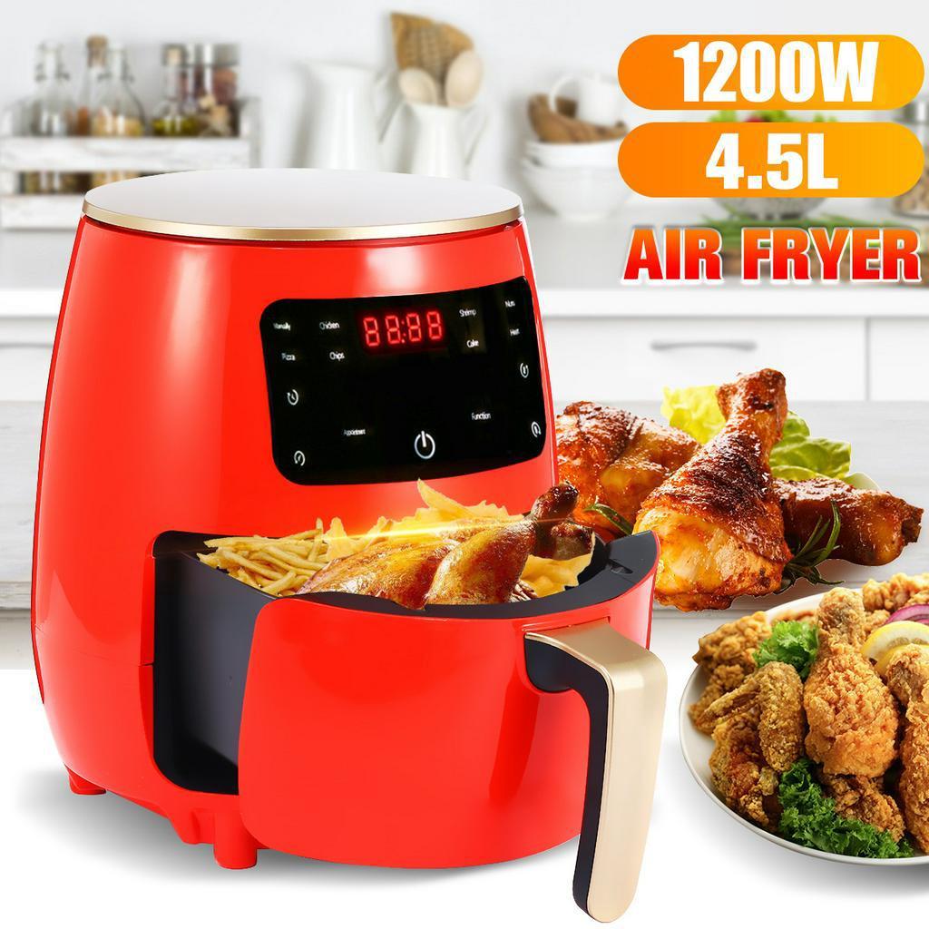 4.5L Air Fryer Oil Free Health Fryer Cooker 1200W Home Multifunction Smart Touch LCD Deep Airfryer Pizza Fryer for French Fries