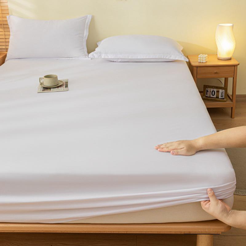 Solid Color Dustproof Fitted Sheet Set & Mattress Protector