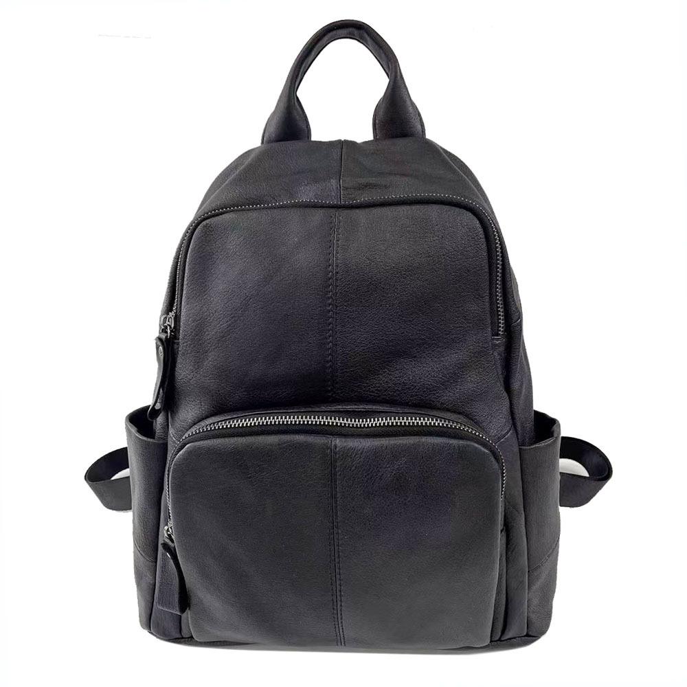 

Кожаный рюкзак женский черный воловья кожа женский рюкзак универсальный мягкий кожаный молния сзади дизайн против кражи женская сумка чёрный