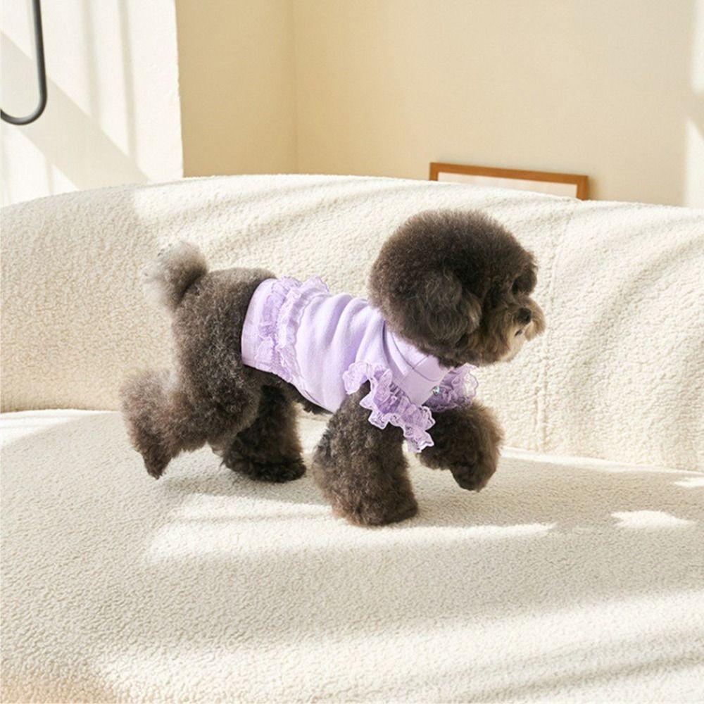 Comfortable Lace Pet Summer Vest Soft Flying Sleeve Cat Base Skirt Breathable Dog Clothes Puppy