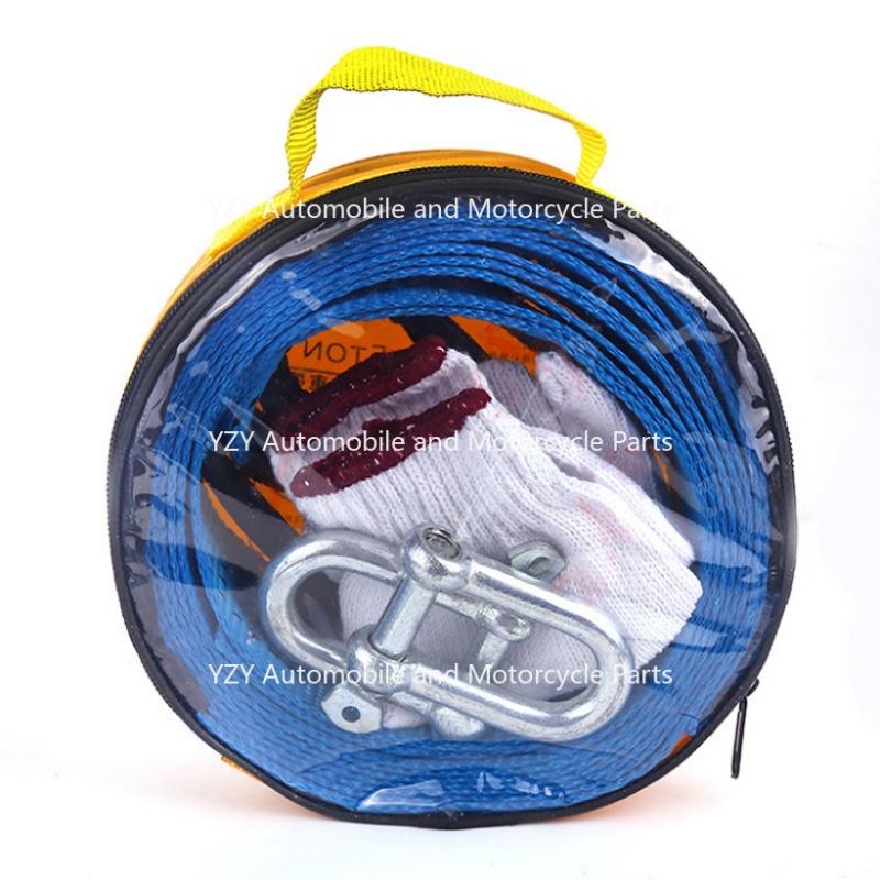 5M 8Tons Car Towing Rope Strape Cable With U Hooks Shackle High Strength Nylon With Reflective Light For Car Truck Trailer SUV