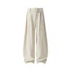Men Loose Wide Leg Linen Like Curved Cut Casual Long Pants