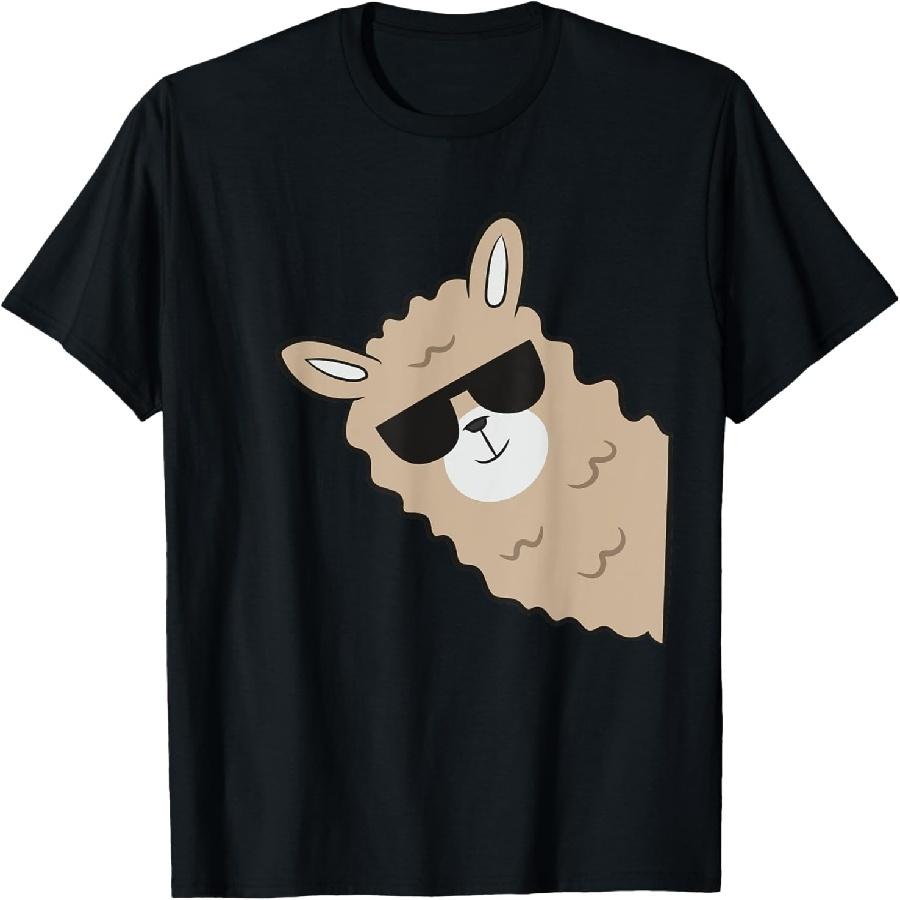 Cute Llama Alpaca With Sunglasses Funny Llama T-Shirt.jpg