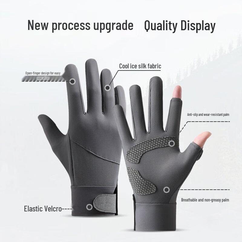 Lishi Men's Summer Thin Breathable Two-Finger Sports Gloves