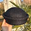 Summer Natural Wheat Straw Pillbox Hats Fedoras Women'S Sun Hat Circle Concave Top Straw Beret Hat Church Derby Party Beach Hat