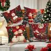 Home Decor Santa & Snowmen Christmas Pillow Covers Pattern Cushion Cover Suitable for Sofa Bedroom Car Pillow Cover