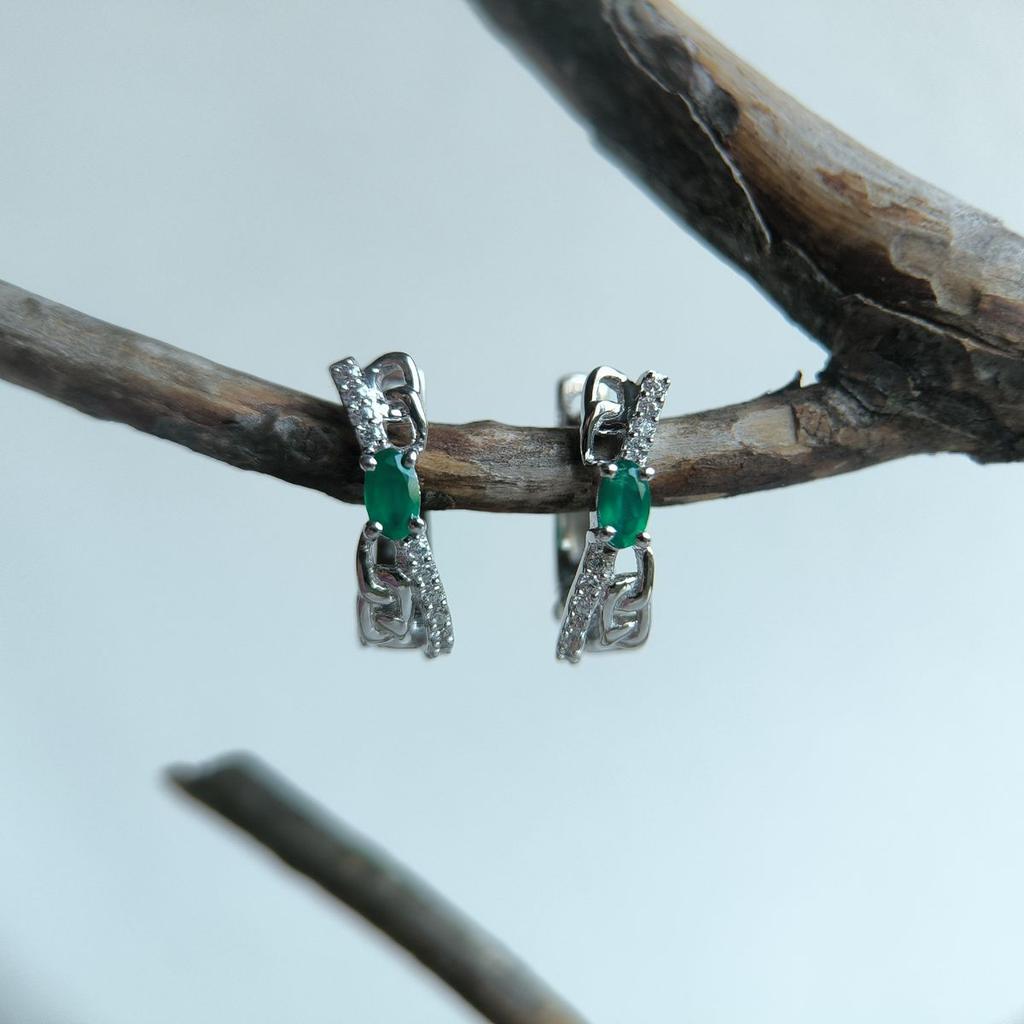 Silver Earrings with Natural Agate 0.73ct (2189534)