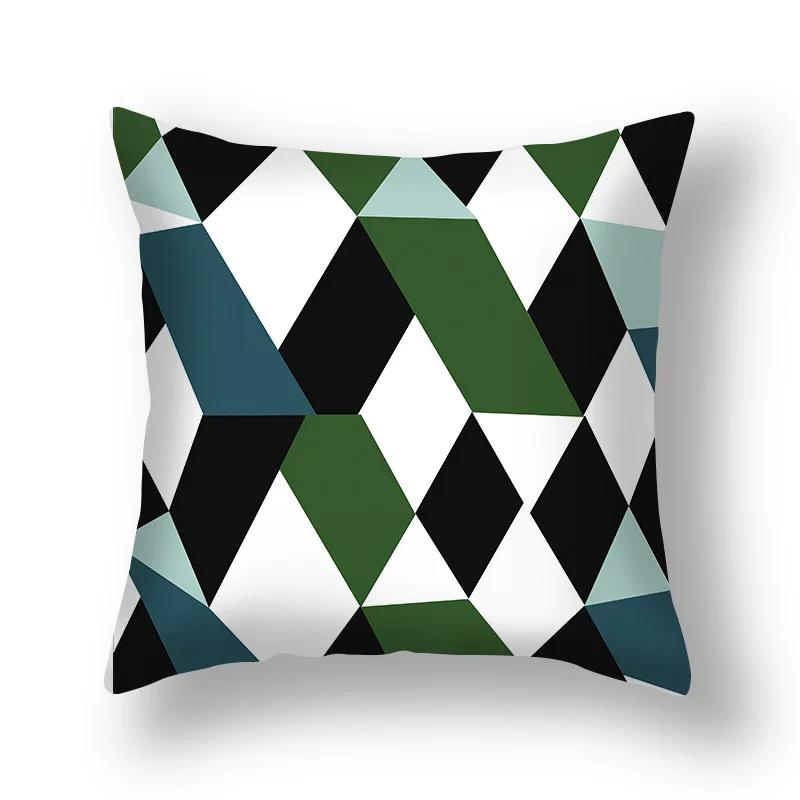 Nordic minimalist geometry fresh green pillowcase home living room bedroom sofa decoration cushion cover