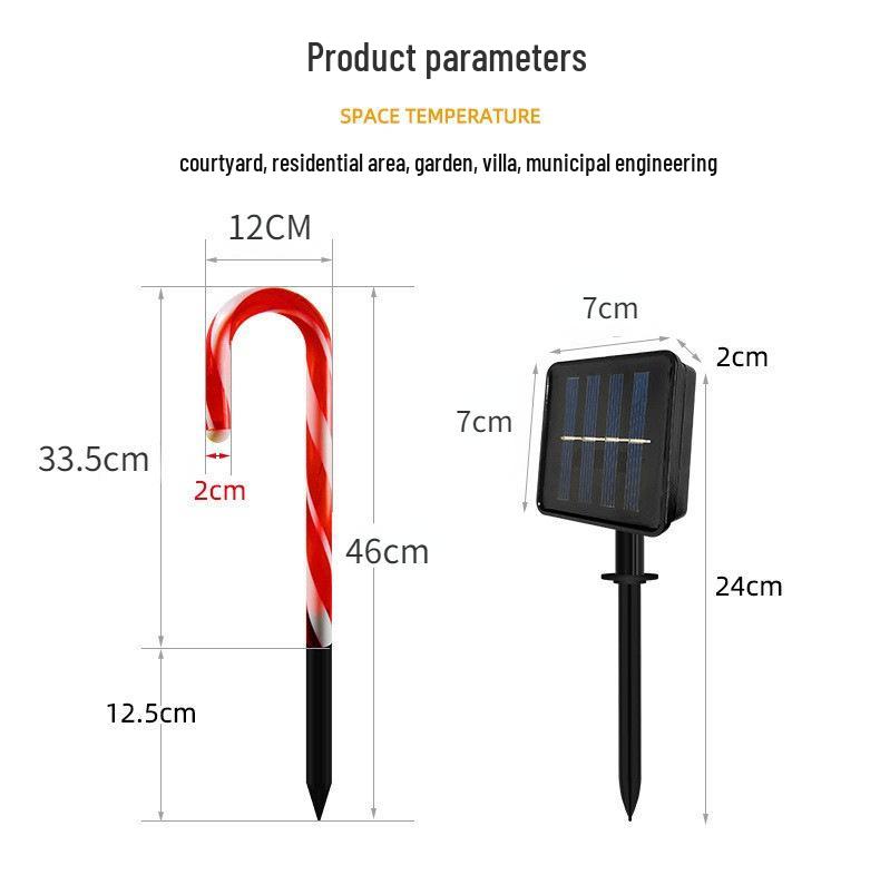 Solar-Powered Christmas Star & Snowflake Ornaments with Candy Cane Light Stakes