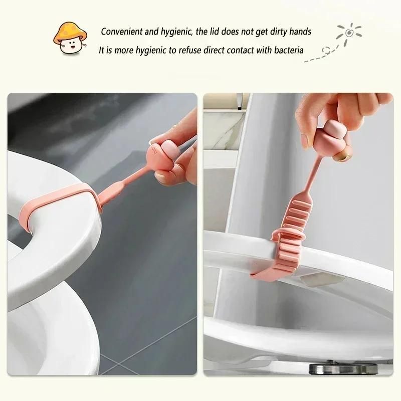 Mushroom Toilet Lid Lifter Tool Closestool Holder Ring Flapper Lifting Device Bathroom Sanitary Adjustable Toilet Seat Lid