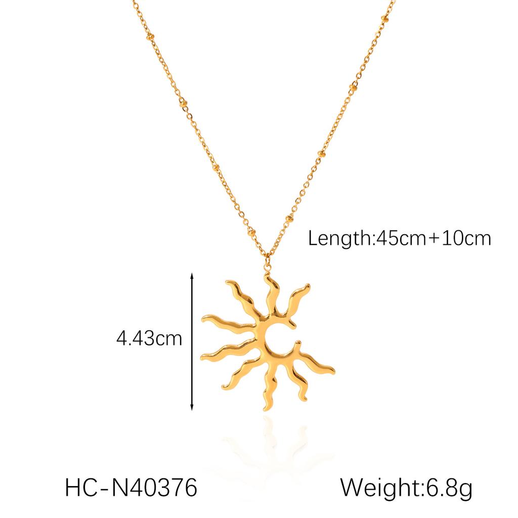 Stainless steel irregular sun pendant necklace, niche design, premium feel, clavicle chain, titanium steel neck chain
