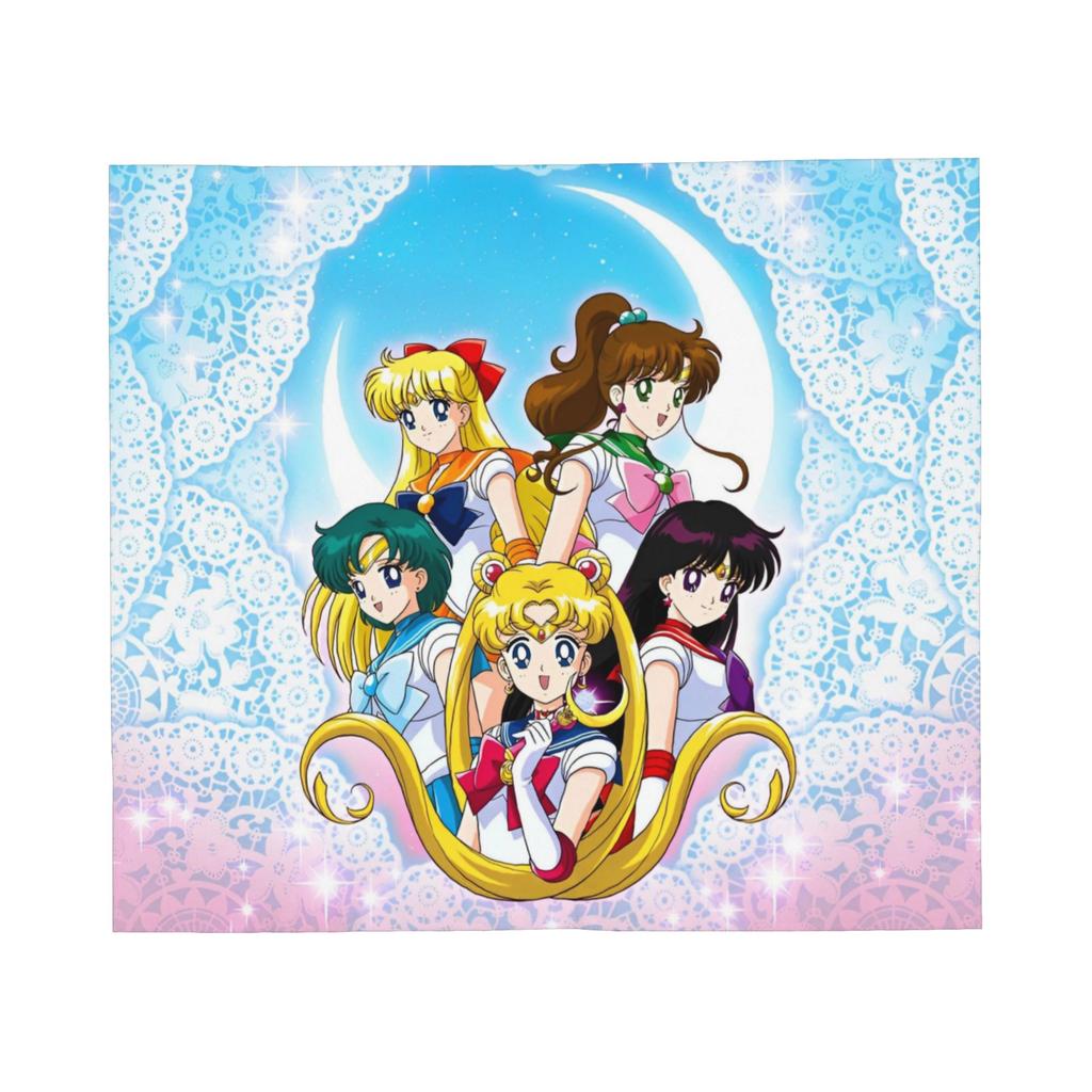 Koce Anime S-Sailor M-Moon Polarowe Na Cały Sezon Wielofunkcyjne Lekkie Cienkie Kocyki na Sofę Sypialnię Poszewki na Kołdrę