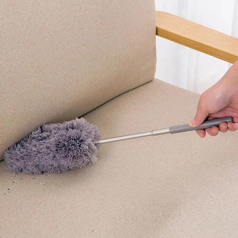 Infällbar Dammvippa Rostfritt Stål Långt Handtag Dammborste Bil Hushålls Rengöringsverktyg Mikrofiber Damm Kycklingfjäder
